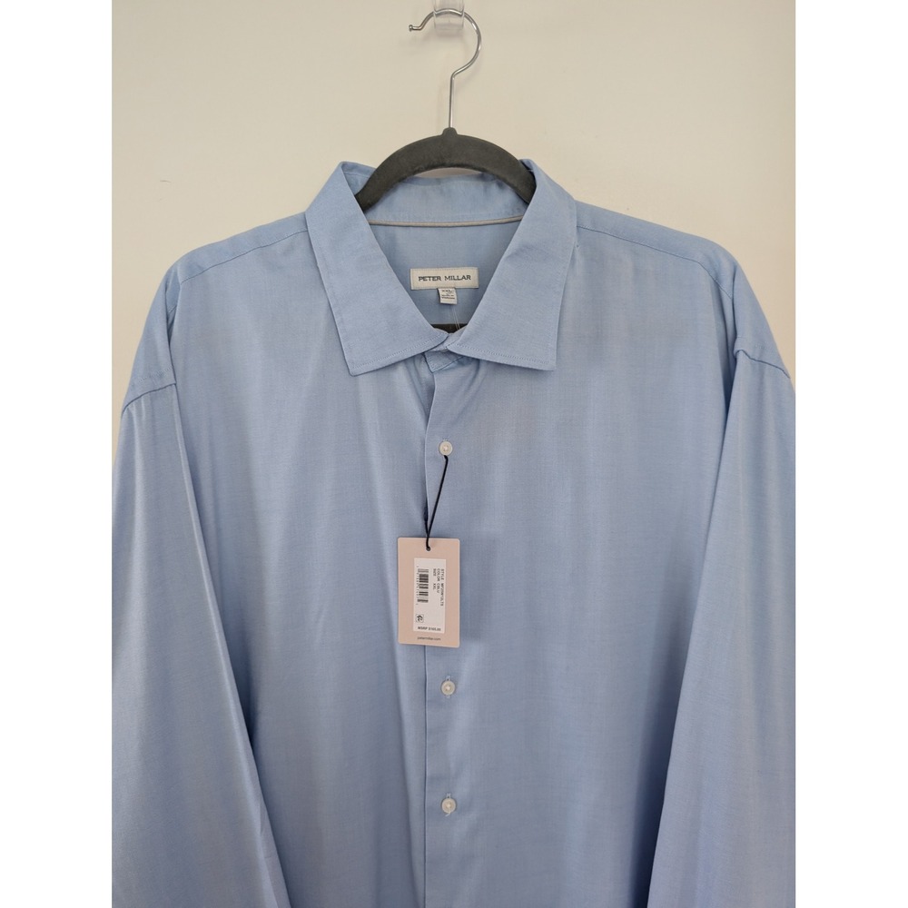 Peter Millar Mens Blue Button Down Shirt XXL Work‎ Business Casual Office New